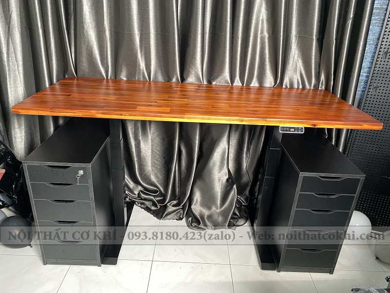 bàn nâng hạ thông minh 2300 mặt gỗ tràm sơn PU 180x70